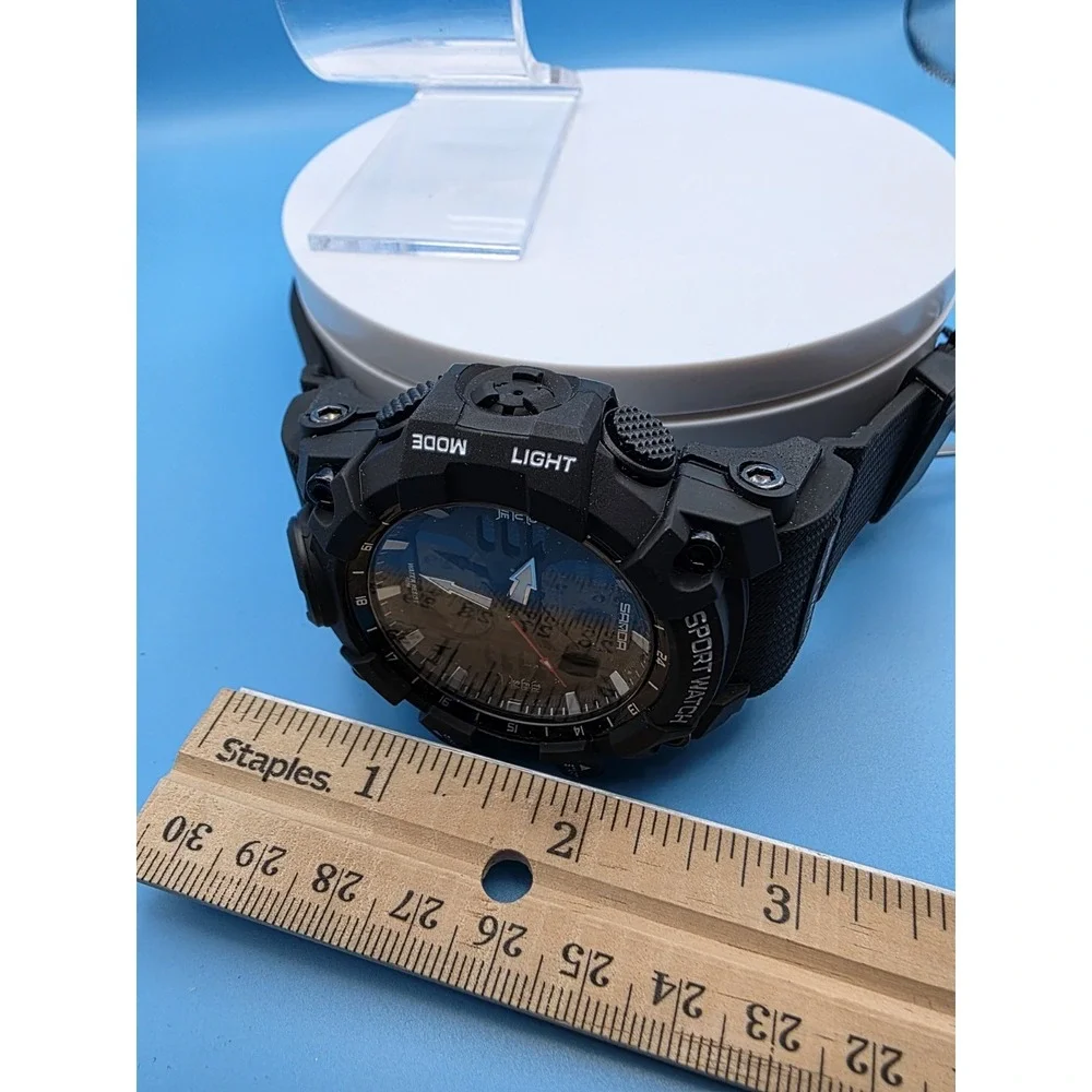 Sanda Sport Watch Stop Watch Alarm & Water Resistant up to 50 Meters Black #0192